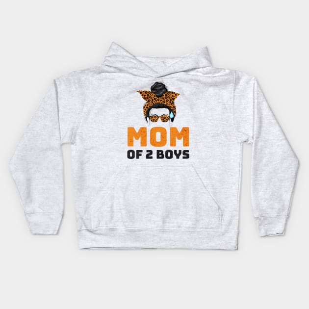 MOM OF 2 BOYS - Leopard Bandana Mom Graphic Kids Hoodie by Nexa Tee Designs